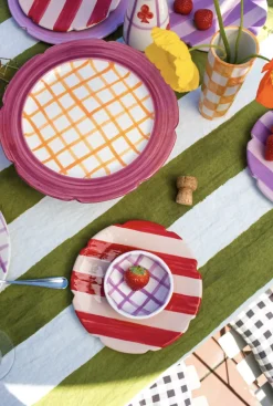 Vaisselle Dinnerware|Popi Dessert Plate in Popi-Nude & Red Stripe
