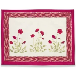 Couleur Nature Place Settings & Linens|Poppies Mats in Red & Green, Set of 6
