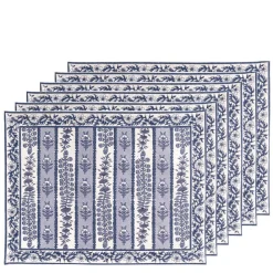 Couleur Nature Place Settings & Linens|Provence Avignon Mats in Blue & Marine, Set of 6