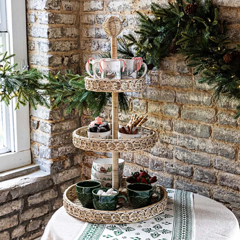 Juliska Dinnerware|Provence Rattan 3-Tier Shelving Unit in Whitewash