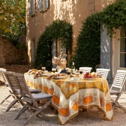 Couleur Nature Place Settings & Linens|Pumpkin Tablecloth in Orange & Mustard