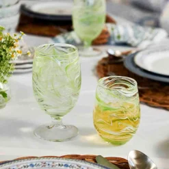 Juliska Glassware|Puro Marbled Goblet in Green