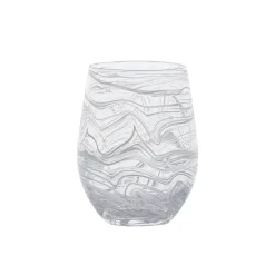 Juliska Glassware|Puro Marbled Stemless Wine Glass in White