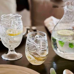 Juliska Glassware|Puro Marbled Stemless Wine Glass in White