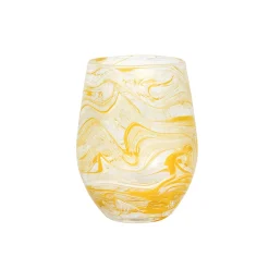 Juliska Glassware|Puro Marbled Stemless Wine Glass in Yellow