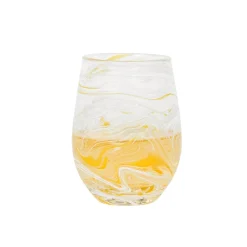 Juliska Glassware|Puro Marbled Stemless Wine Glass in Yellow