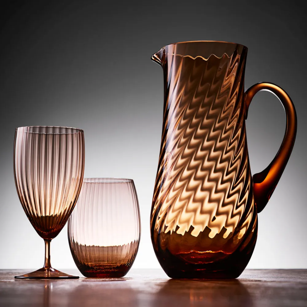 Caskata Glassware|Quinn Amber Pitcher
