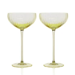 Caskata Glassware|Quinn Citrine Coupe Glasses, Set of 2