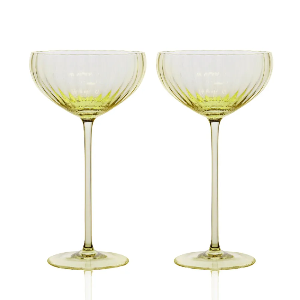 Caskata Glassware|Quinn Citrine Coupe Glasses, Set of 2
