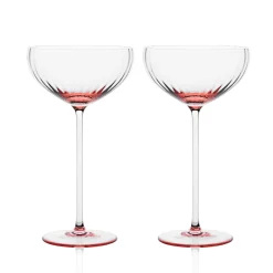 Caskata Glassware|Quinn Optic Rose Coupe Glasses, Set of 2