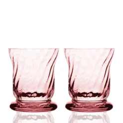 Caskata Glassware|Quinn Optic Votive Holders in Rose, Set of 2