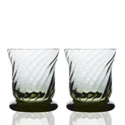 Caskata Glassware|Quinn Optic Votive Holders in Smoke, Set of 2