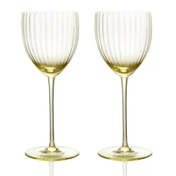 Caskata Glassware|Quinn Optic White Wine Glasses Citrine, Set of 2