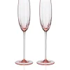 Caskata Glassware|Quinn Rose Champagne Flute Glasses, Set of 2