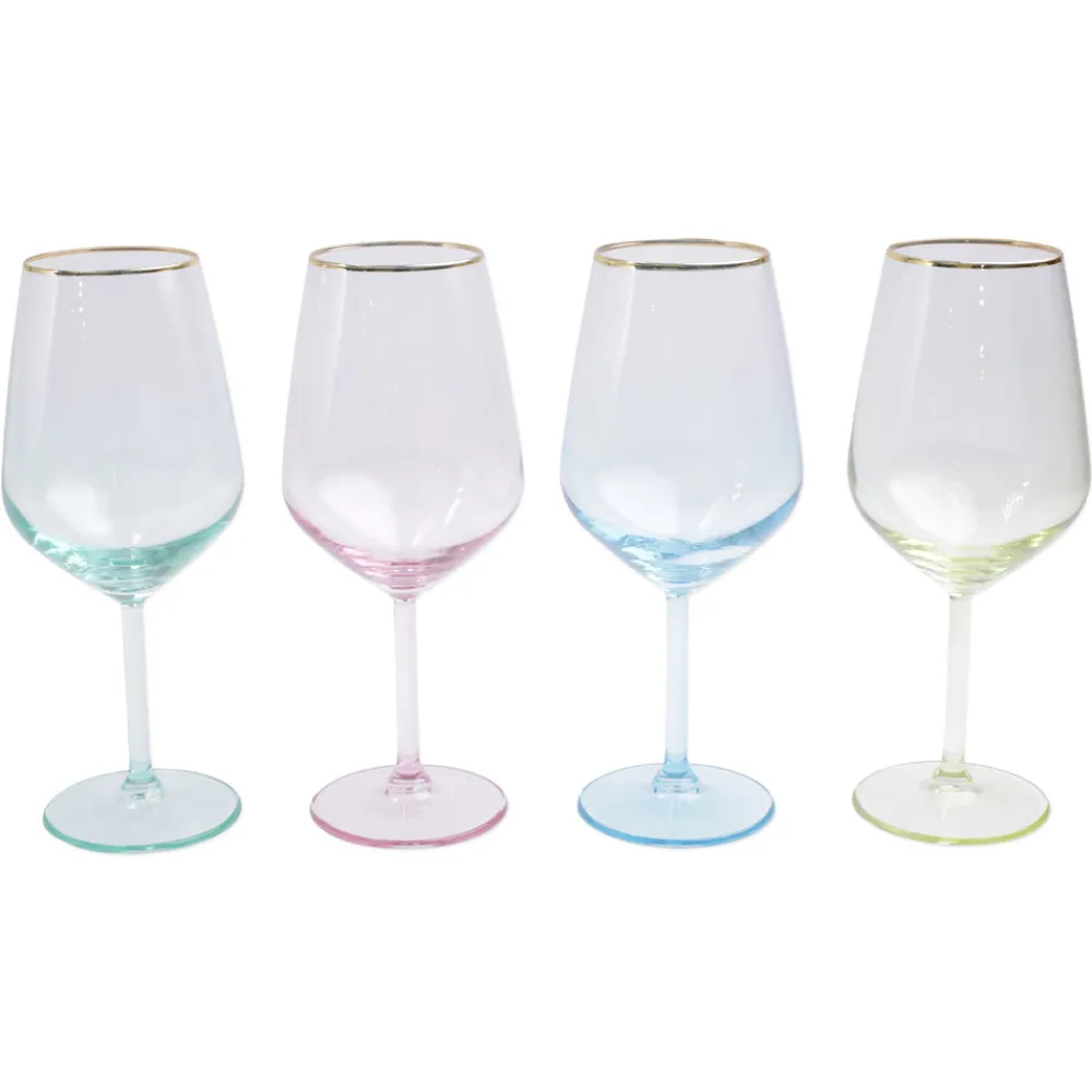 VIETRI Glassware|Rainbow Wine Glasses, Set of 4