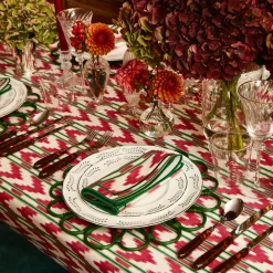 Maison Margaux Place Settings & Linens|Raspberry Red Ikat Tablecloth