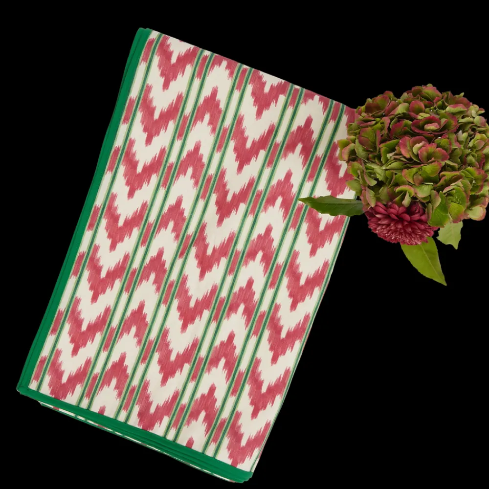 Maison Margaux Place Settings & Linens|Raspberry Red Ikat Tablecloth