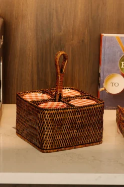 Rebecca Udall Wicker|Flatware|Rattan Cutlery and Condiment Carrier in Brown