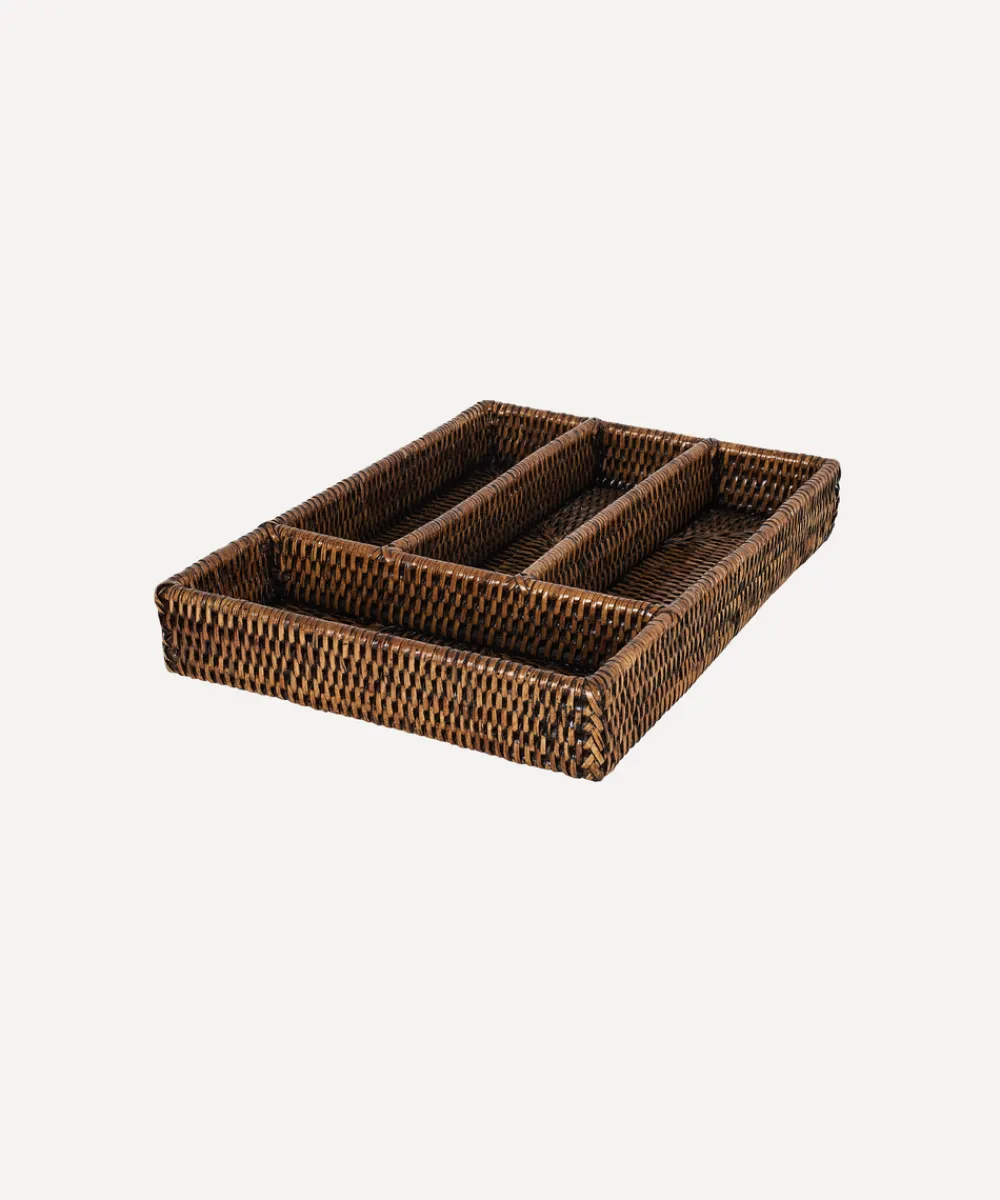 Rebecca Udall Wicker|Flatware|Rattan Cutlery Tray in Brown