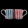 Sveva's Home Dinnerware|Red and Blue Ceramic Mug, Set of 6
