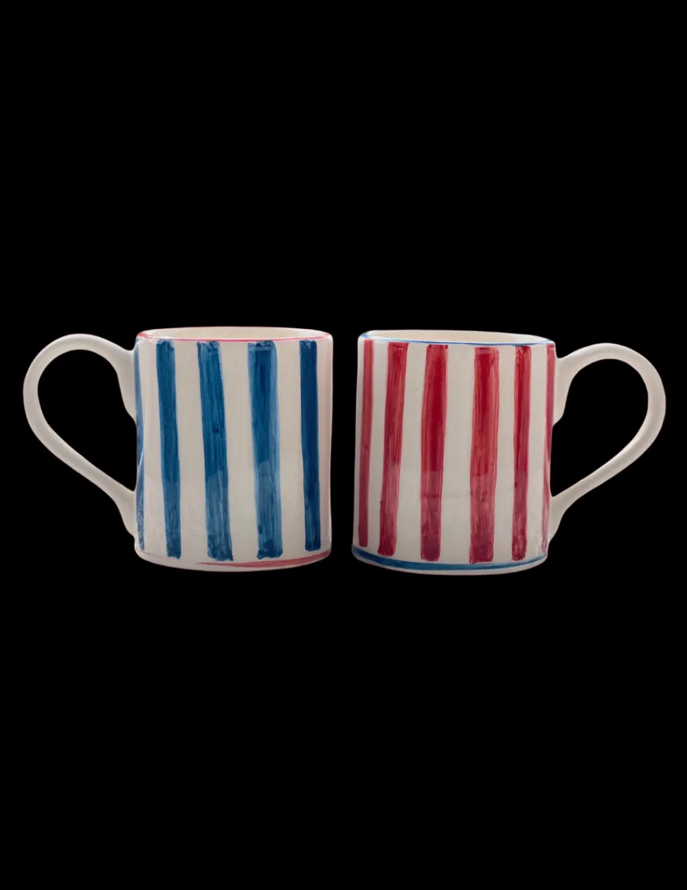 Sveva's Home Dinnerware|Red and Blue Ceramic Mug, Set of 6