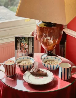 Sveva's Home Dinnerware|Red and Blue Ceramic Mug, Set of 6