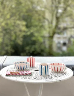 Sveva's Home Dinnerware|Red and Blue Ceramic Mug, Set of 6