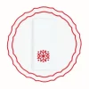 TriChi Design Place Settings & Linens|Red Snowflake Napkin and Vidro Placemat, Set of 2