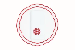 TriChi Design Place Settings & Linens|Red Snowflake Napkin and Vidro Placemat, Set of 2