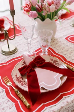 TriChi Design Décor|Place Settings & Linens|Red Velvet Napkin Bows, Set of 4
