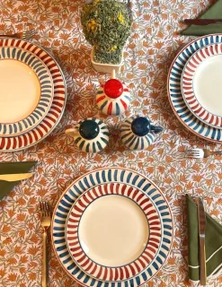 Sveva's Home Dinnerware|Red, White Blue Olive Oil and Vinegar Bottle, Set of 2