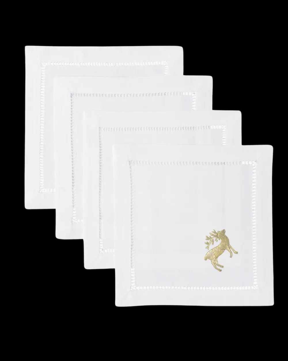 Henry Handwork Place Settings & Linens|Reindeer Gold Cocktail Napkin Set