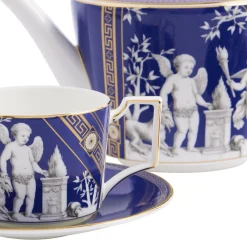 Wedgwood Dinnerware|Renaissance Teapot, Teacup, & Saucer in Gold, Set of 2