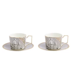Wedgwood Dinnerware|Renassiance Teapot Tcup Scr in Grey, Set of 2
