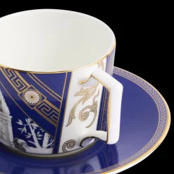 Wedgwood Dinnerware|Reniassance Teacup Saucer in Gold, Set of 2