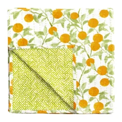 Caspari Place Settings & Linens|Reversible Kantha Table Cover in Orange Grove