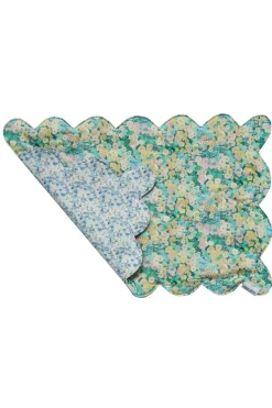 Coco & Wolf Place Settings & Linens|Reversible Scalloped Placemat Made With Liberty Fabric in Hollyhocks & Mitsi Valeria