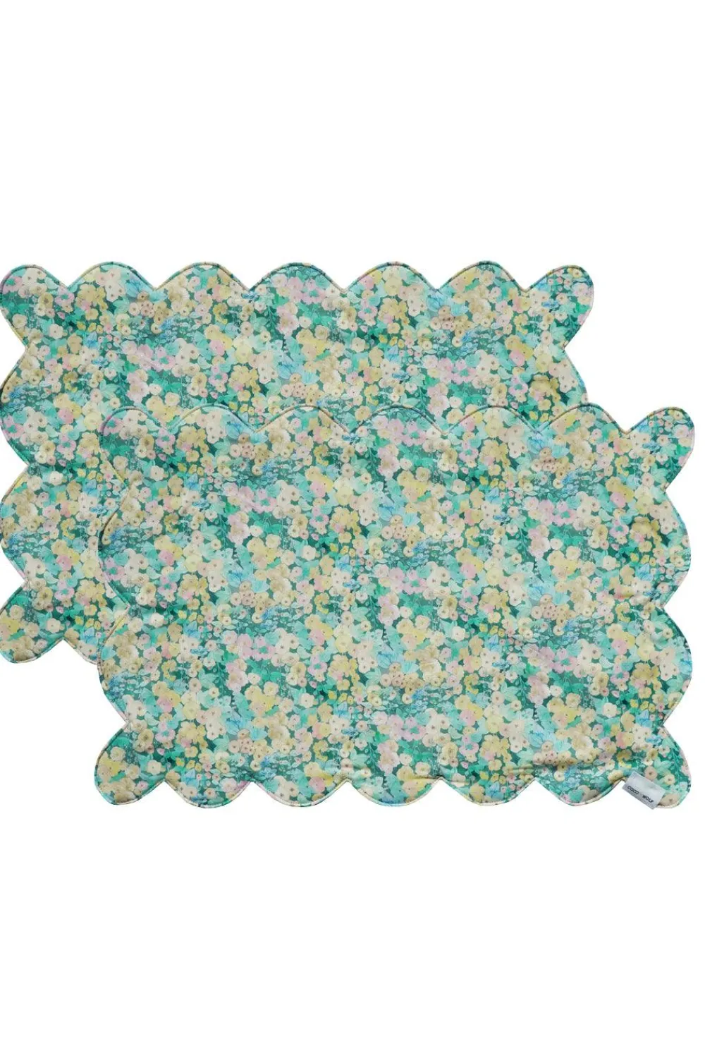 Coco & Wolf Place Settings & Linens|Reversible Scalloped Placemat Made With Liberty Fabric in Hollyhocks & Mitsi Valeria