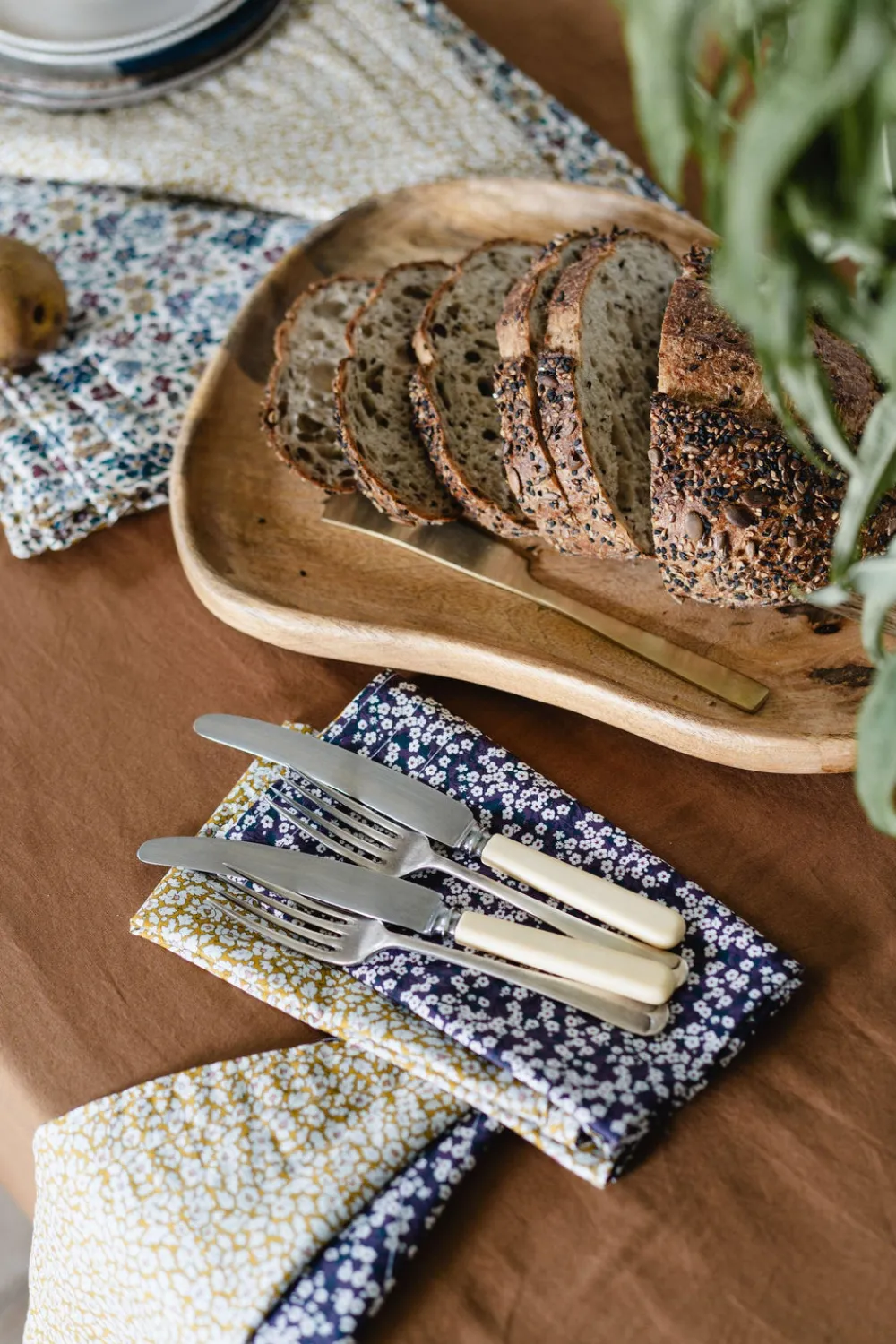 Coco & Wolf Place Settings & Linens|Reversible Stitch Napkin Set Made With Liberty Fabric in Feather Meadow & Mitsi Valeria