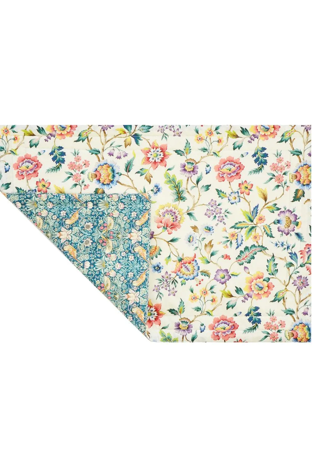 Coco & Wolf Place Settings & Linens|Reversible Stitch Placemat Made With Liberty Fabric in Strawberry Thief & Eva Belle