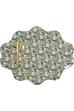 Coco & Wolf Place Settings & Linens|Reversible Wavy Placemat Made With Liberty Fabric in Libby & Capel Pistachio