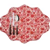Coco & Wolf Place Settings & Linens|Reversible Wavy Placemat Made With Liberty Fabric in in Sambourne Red & Mitsi Valeria Red