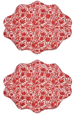 Coco & Wolf Place Settings & Linens|Reversible Wavy Placemat Made With Liberty Fabric in in Sambourne Red & Mitsi Valeria Red