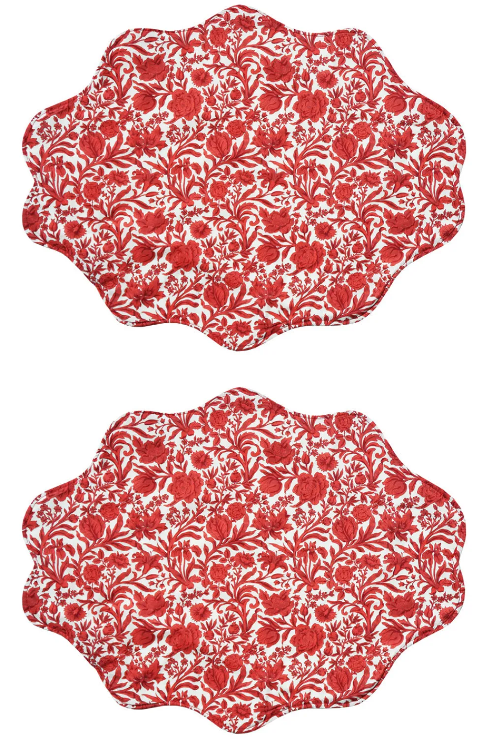 Coco & Wolf Place Settings & Linens|Reversible Wavy Placemat Made With Liberty Fabric in in Sambourne Red & Mitsi Valeria Red