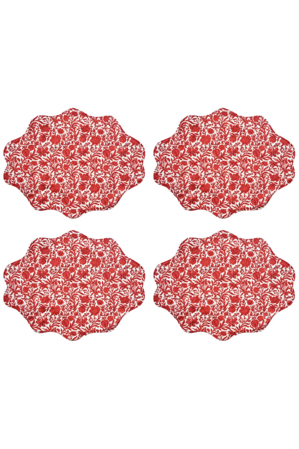 Coco & Wolf Place Settings & Linens|Reversible Wavy Placemat Made With Liberty Fabric in in Sambourne Red & Mitsi Valeria Red