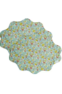 Coco & Wolf Place Settings & Linens|Reversible Wavy Placemat Made With Liberty Fabric in Betsy Sage & Strawberry Thief