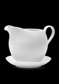 Lyngby Porcelain Dinnerware|Rhombe Sauce Boat in White