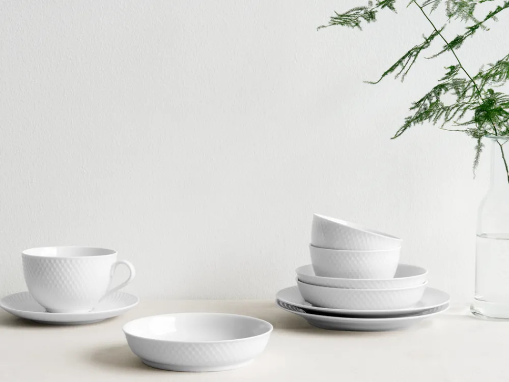 Lyngby Porcelain Dinnerware|Rhombe Tea Cup With Matching Saucer