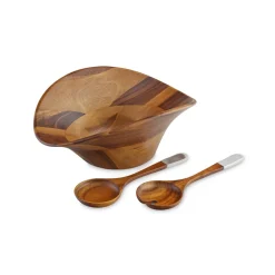 Nambe Dinnerware|Ripple Salad Bowl with Servers