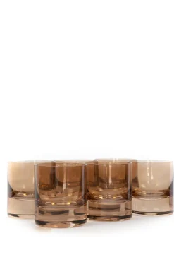 Estelle Colored Glass Bar|Glassware|Rocks Glass, Set of 6 in Amber Smoke